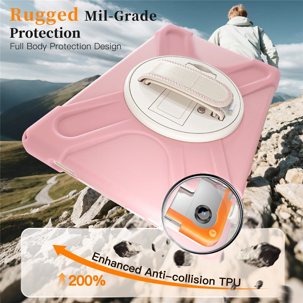 For Samsung Galaxy Tab A11+ Kickstand Case TPU PC Silicone Tablet Cover with Shoulder Strap