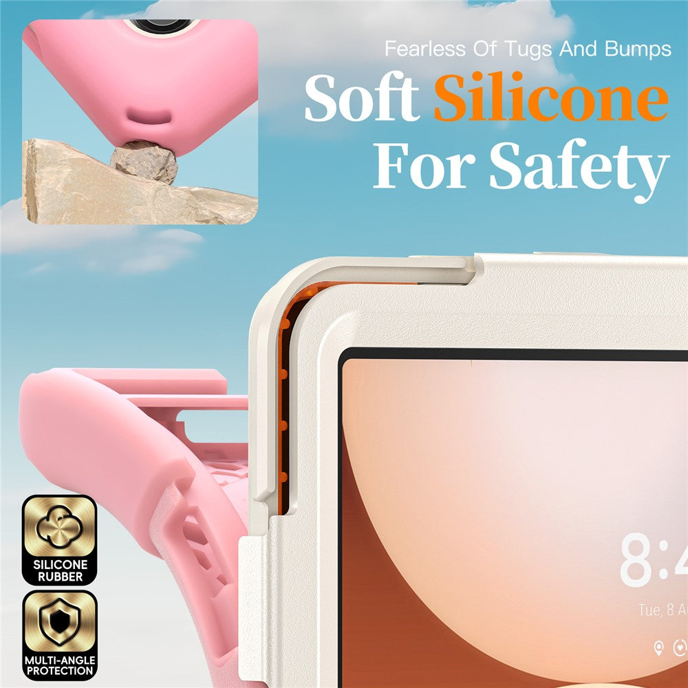 For Samsung Galaxy Tab A11+ Kickstand Case TPU PC Silicone Tablet Cover with Shoulder Strap