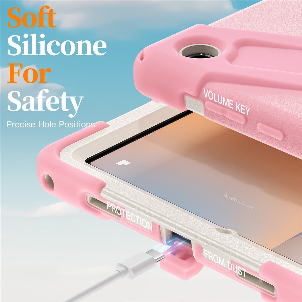 For Samsung Galaxy Tab A11+ Kickstand Case TPU PC Silicone Tablet Cover with Shoulder Strap
