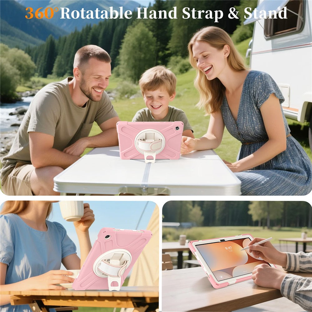 For Samsung Galaxy Tab A11+ Kickstand Case TPU PC Silicone Tablet Cover with Shoulder Strap