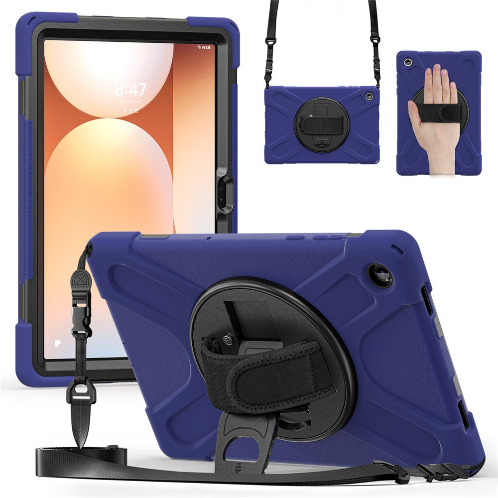 For Samsung Galaxy Tab A11+ Kickstand Case TPU PC Silicone Tablet Cover with Shoulder Strap