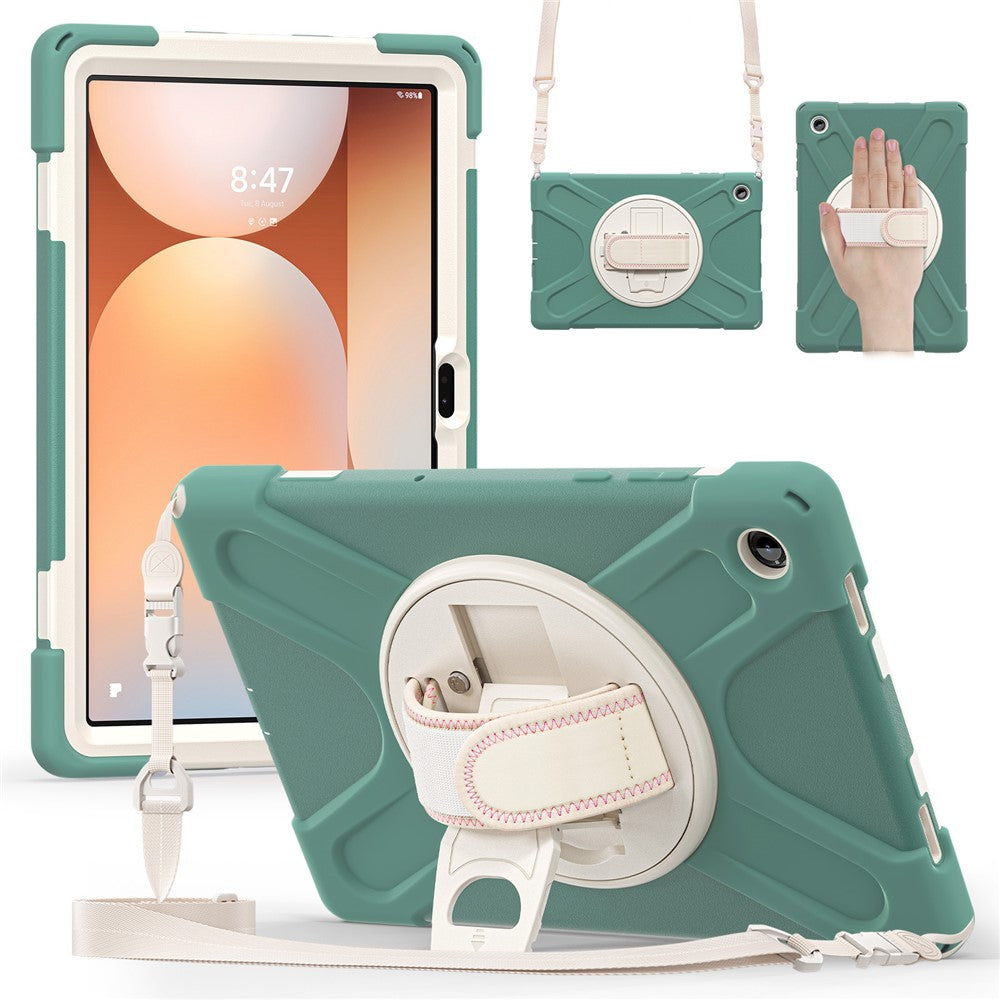 For Samsung Galaxy Tab A11+ Kickstand Case TPU PC Silicone Tablet Cover with Shoulder Strap