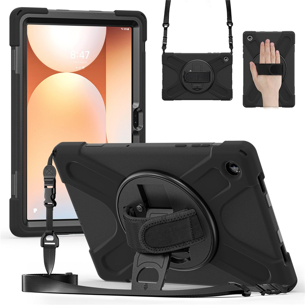 For Samsung Galaxy Tab A11+ Kickstand Case TPU PC Silicone Tablet Cover with Shoulder Strap