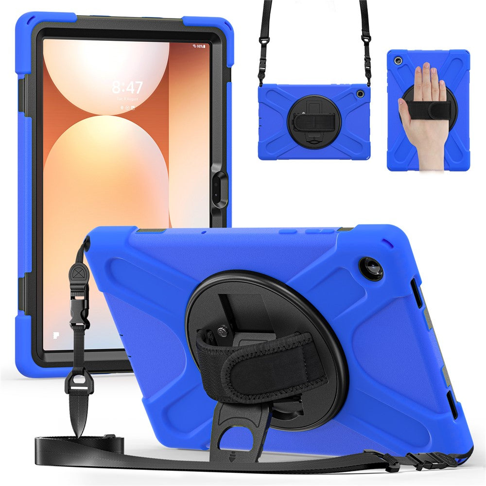 For Samsung Galaxy Tab A11+ Kickstand Case TPU PC Silicone Tablet Cover with Shoulder Strap