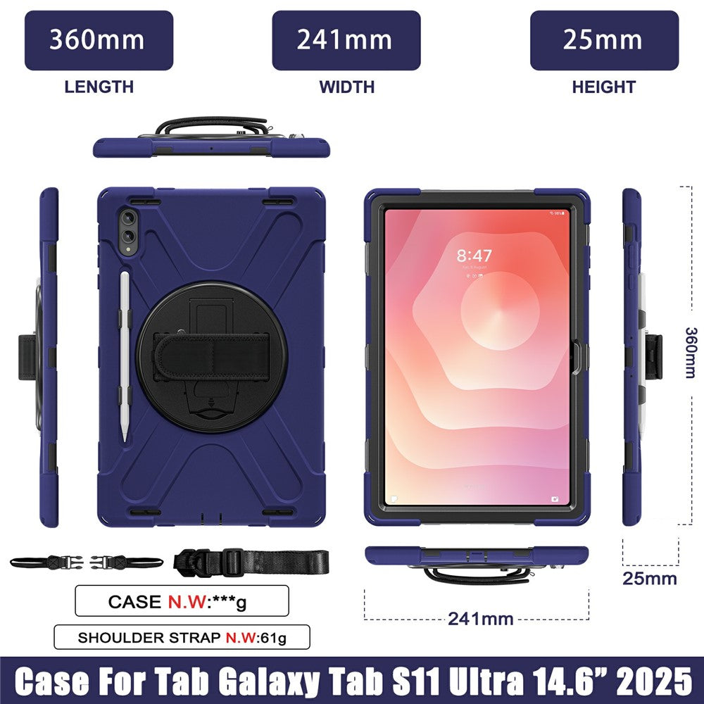 For Samsung Galaxy Tab S11 Ultra Case TPU + PC + Silicone Kickstand Anti Drop Tablet Cover