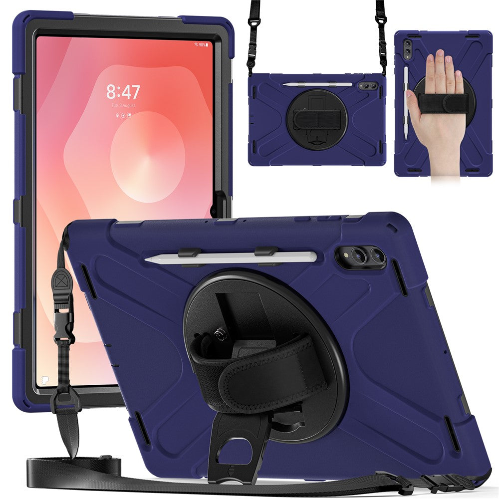 For Samsung Galaxy Tab S11 Ultra Kickstand Case TPU PC Silicone Tablet Cover with Shoulder Strap