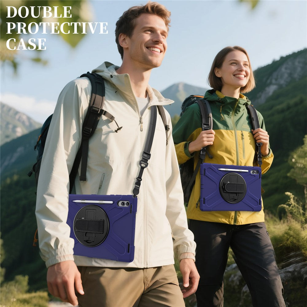 For Samsung Galaxy Tab S11 Ultra Kickstand Case TPU PC Silicone Tablet Cover with Shoulder Strap