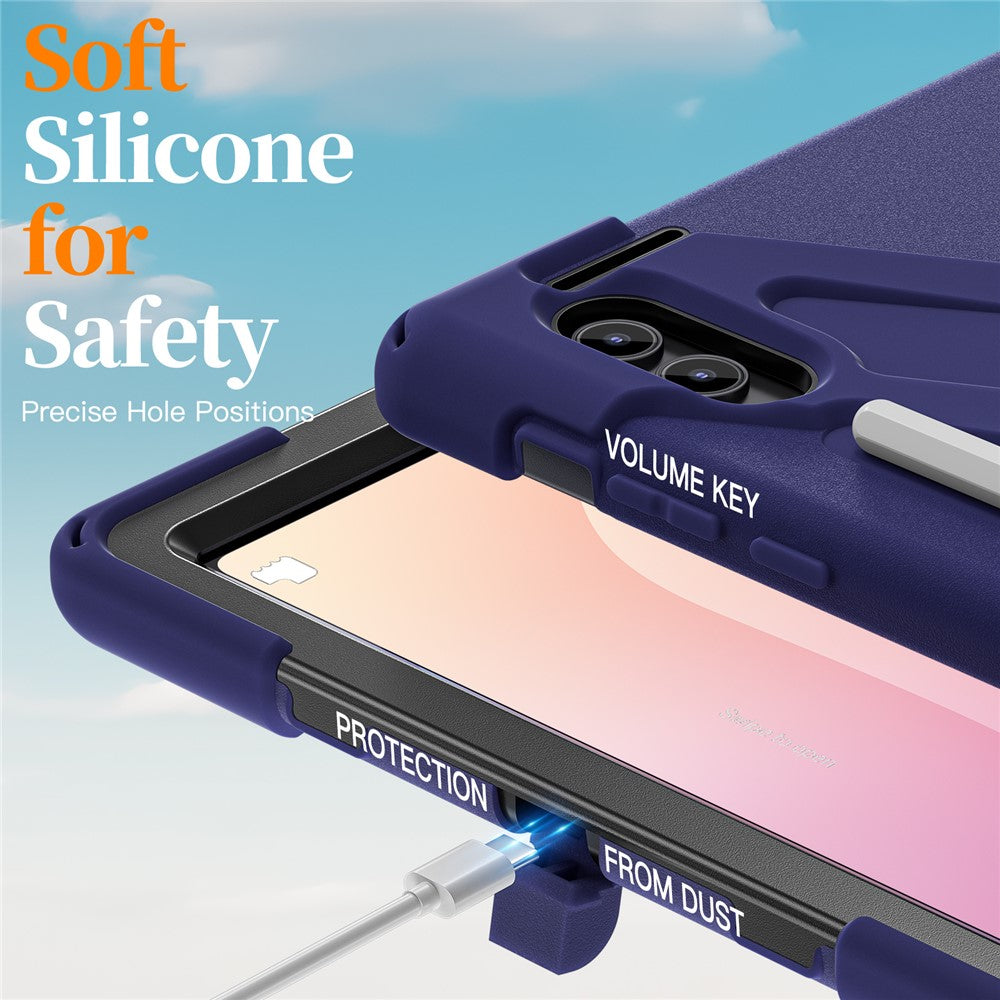 For Samsung Galaxy Tab S11 Ultra Kickstand Case TPU PC Silicone Tablet Cover with Shoulder Strap