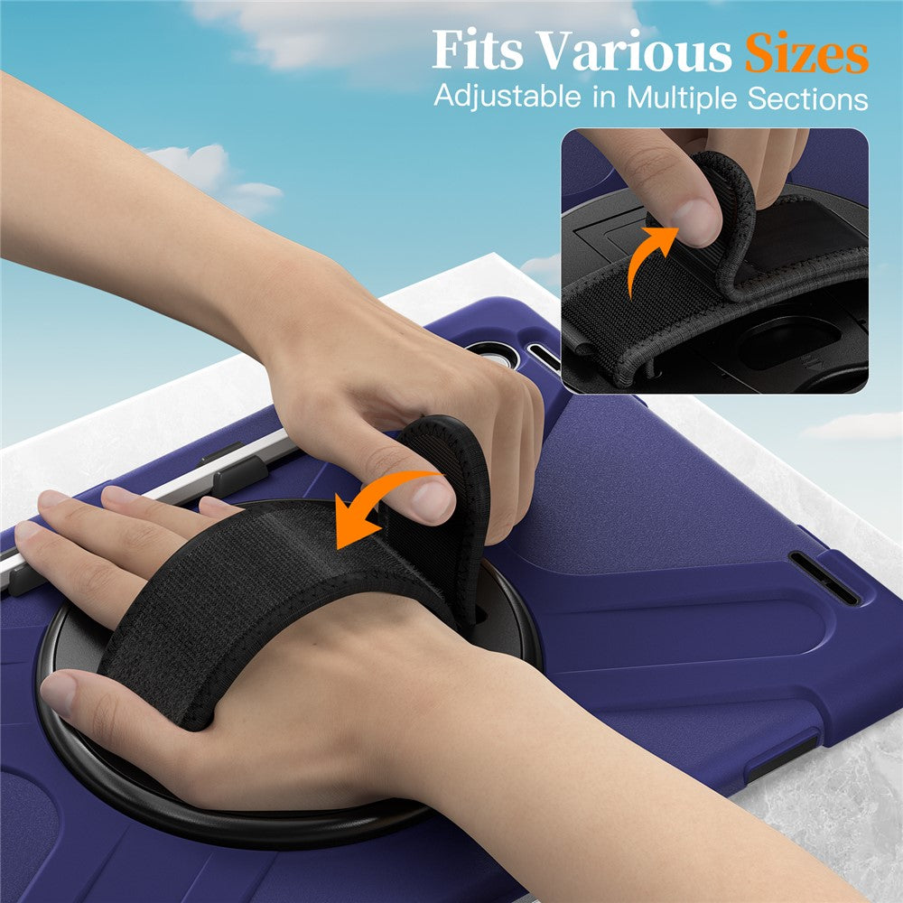 For Samsung Galaxy Tab S11 Ultra Kickstand Case TPU PC Silicone Tablet Cover with Shoulder Strap