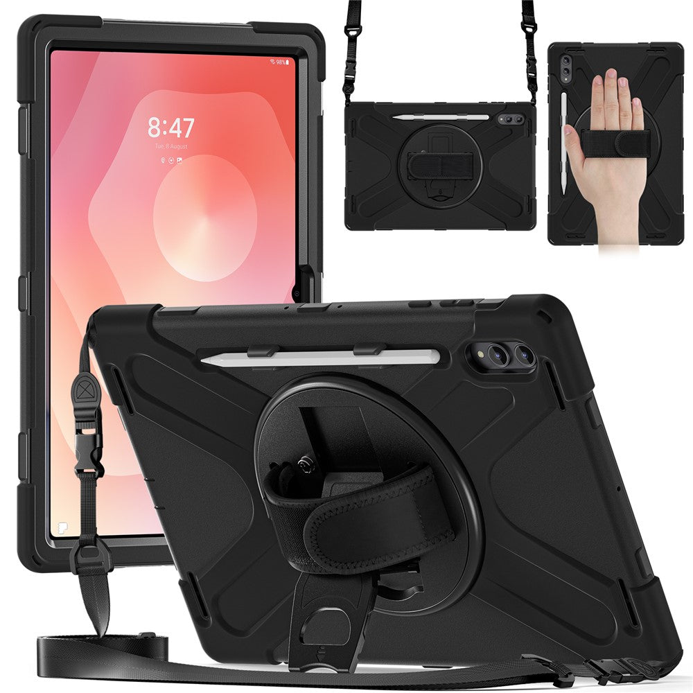 For Samsung Galaxy Tab S11 Ultra Kickstand Case TPU PC Silicone Tablet Cover with Shoulder Strap