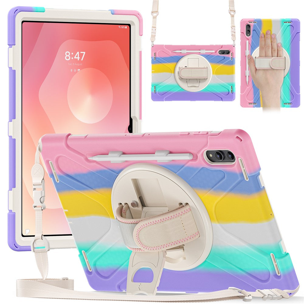 For Samsung Galaxy Tab S11 Ultra Kickstand Case TPU PC Silicone Tablet Cover with Shoulder Strap