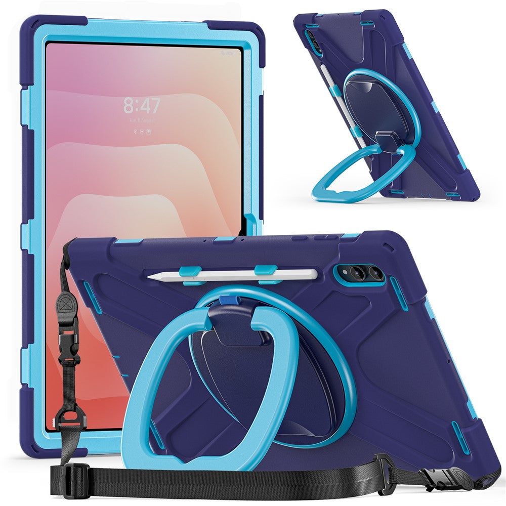 For Samsung Galaxy Tab S11 Ultra Case with Shoulder Strap TPU + PC + Silicone Kickstand Tablet Cover