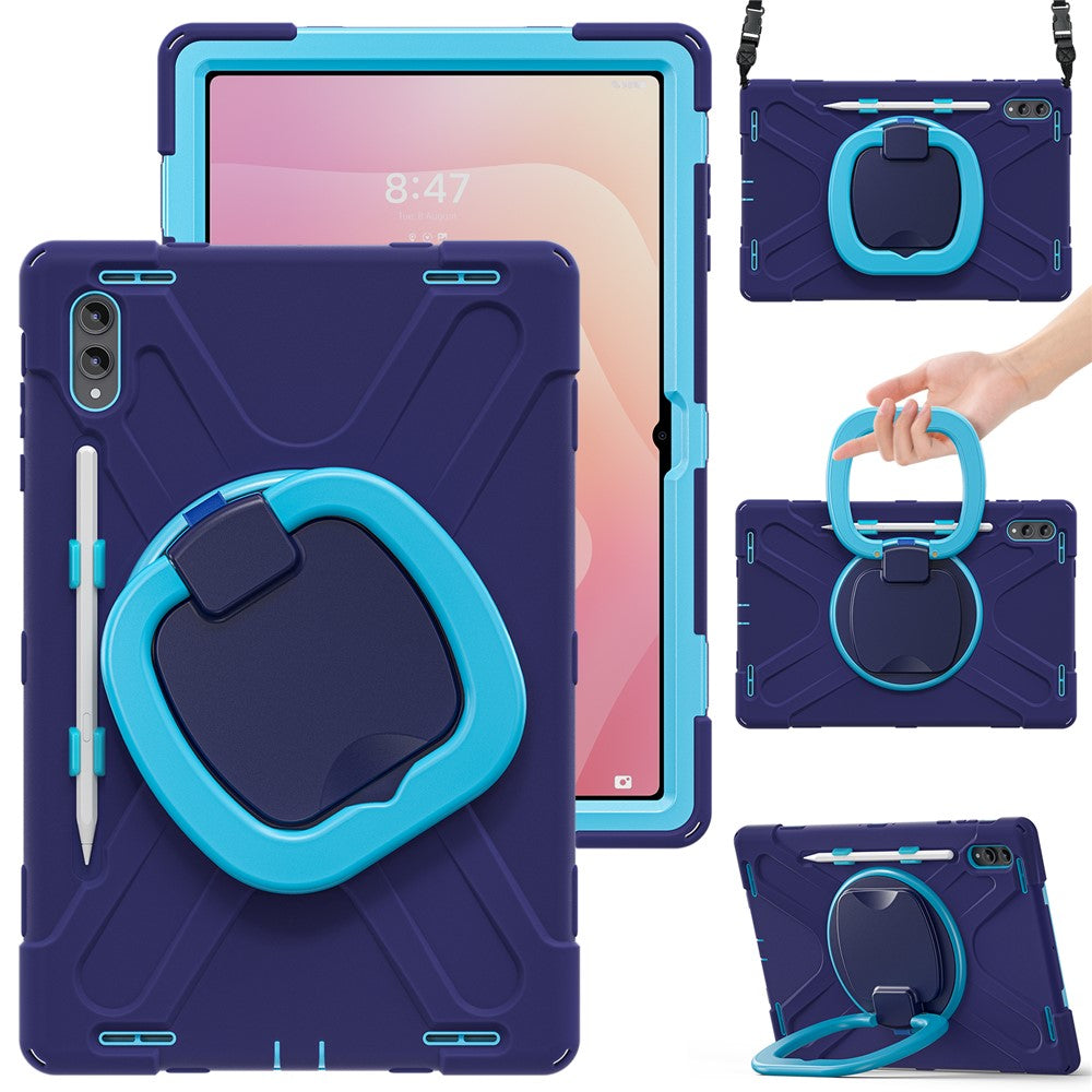 For Samsung Galaxy Tab S11 Ultra Case with Shoulder Strap TPU + PC + Silicone Kickstand Tablet Cover