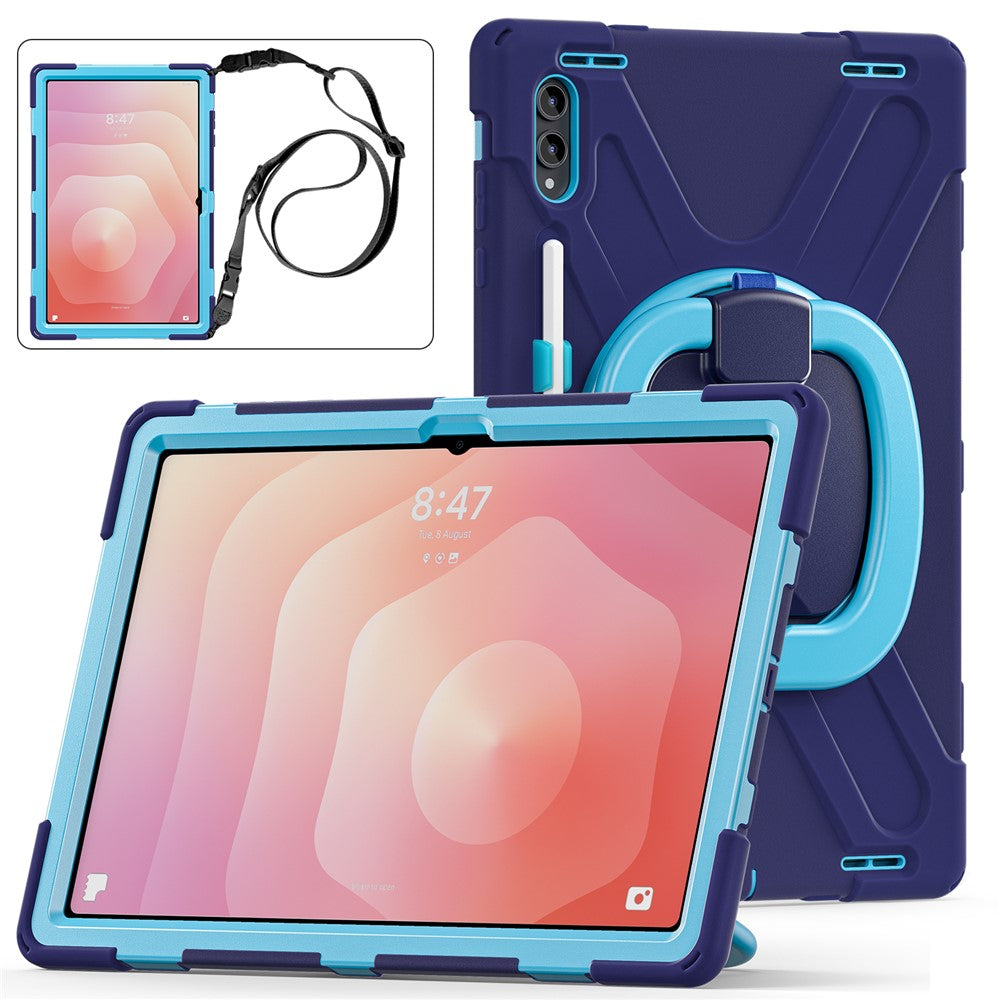 For Samsung Galaxy Tab S11 Ultra Case with Shoulder Strap TPU + PC + Silicone Kickstand Tablet Cover