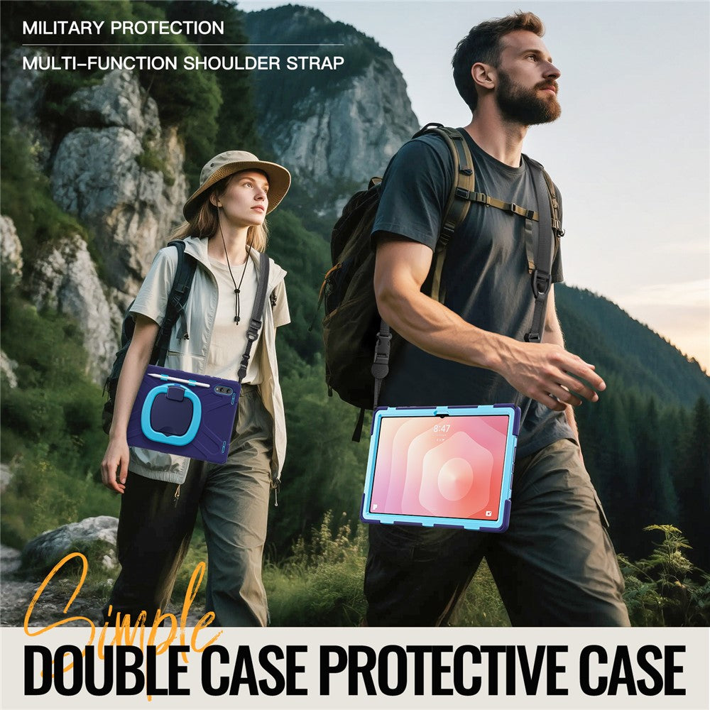 For Samsung Galaxy Tab S11 Ultra Case with Shoulder Strap TPU + PC + Silicone Kickstand Tablet Cover
