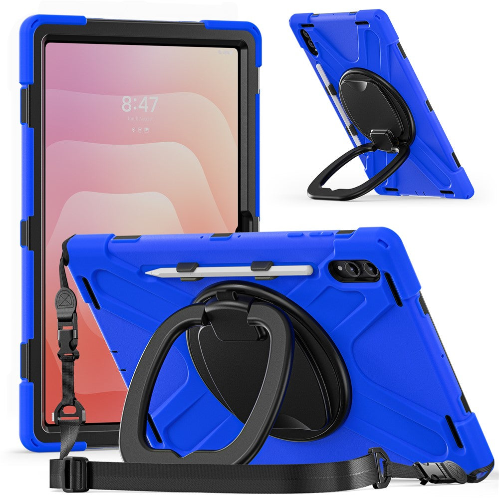 For Samsung Galaxy Tab S11 Ultra Case with Shoulder Strap TPU + PC + Silicone Kickstand Tablet Cover