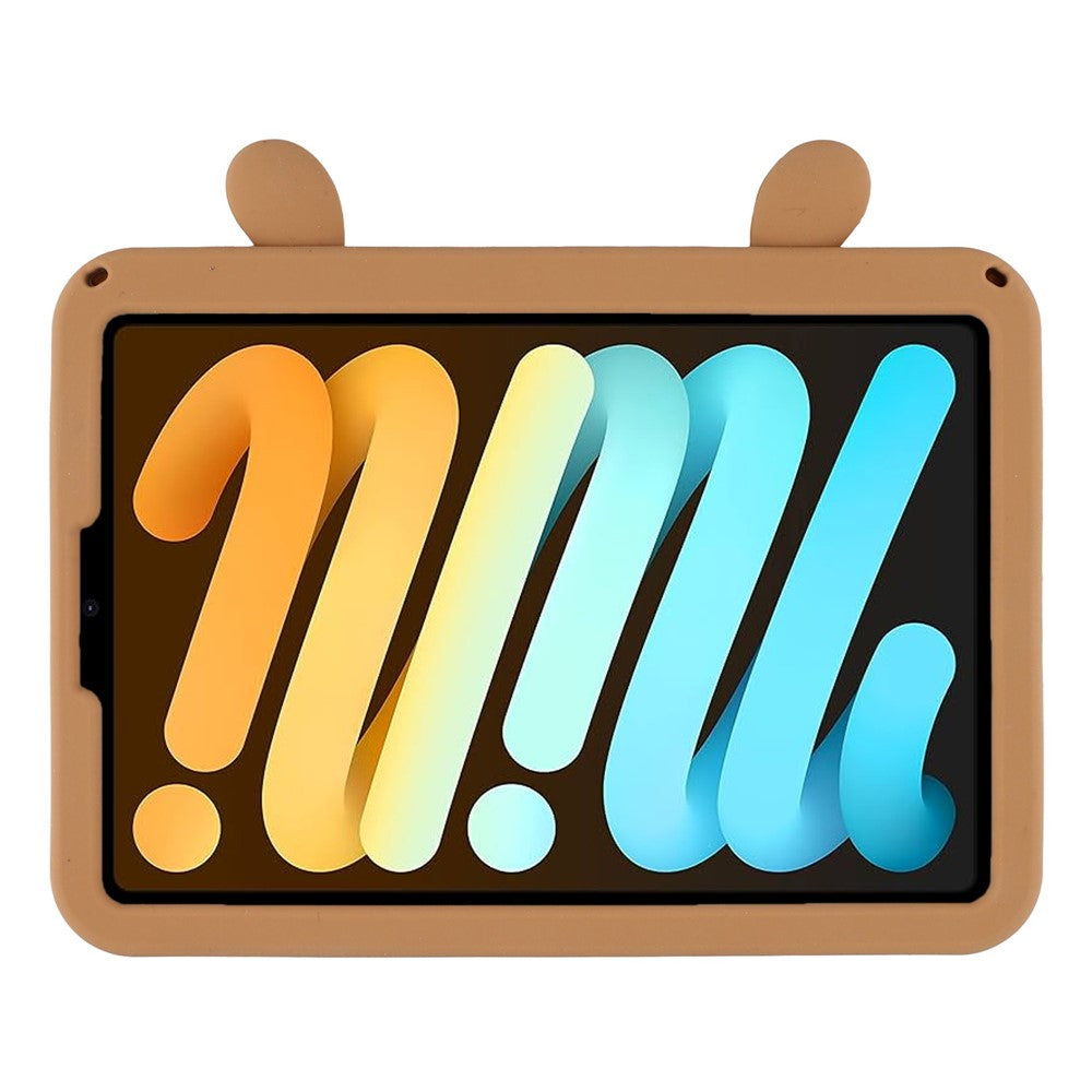 For iPad mini (2024) / (2021) Case Cute Silicone Tablet Cover with Retractable Bear Kickstand / Shoulder Strap