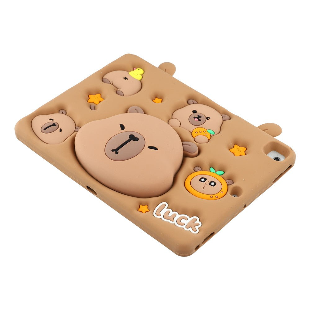 Cute Silicone Case for iPad 9.7-inch (2018) / (2017) / iPad Air 2 / Air (2013) Tablet Cover with Retractable Bear Kickstand / Shoulder Strap