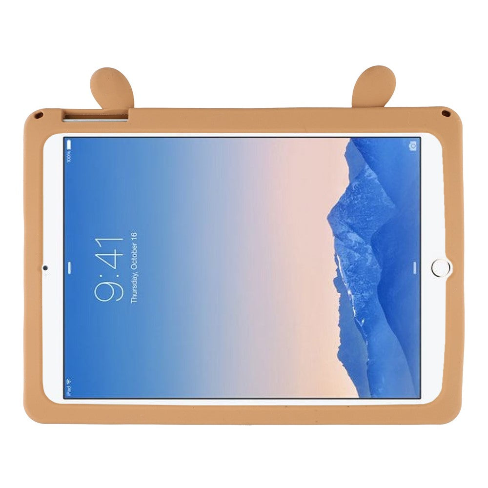 Cute Silicone Case for iPad 9.7-inch (2018) / (2017) / iPad Air 2 / Air (2013) Tablet Cover with Retractable Bear Kickstand / Shoulder Strap