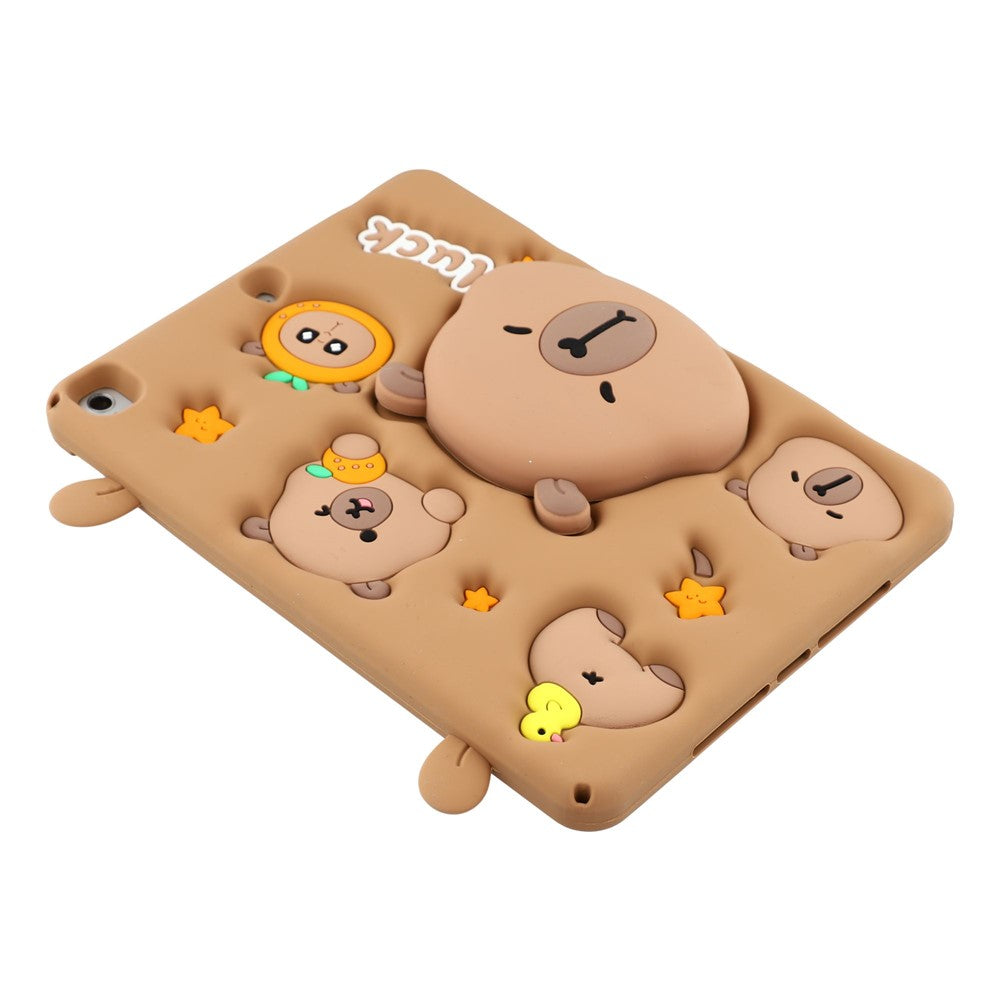 Cute Silicone Case for iPad 10.2 (2021) / (2020) / (2019) / iPad Air 10.5 inch (2019) / Pro 10.5-inch (2017) Tablet Cover with Retractable Bear Kickstand / Shoulder Strap