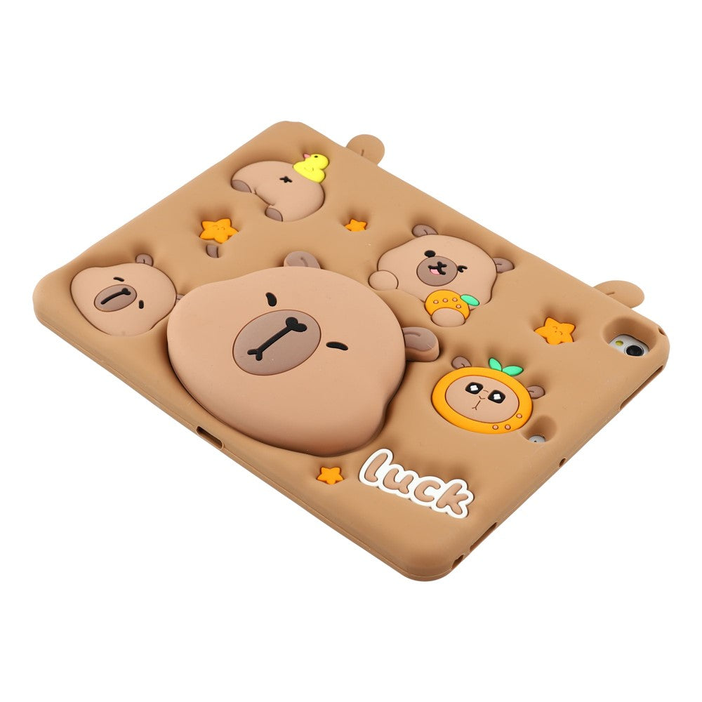 Cute Silicone Case for iPad 10.2 (2021) / (2020) / (2019) / iPad Air 10.5 inch (2019) / Pro 10.5-inch (2017) Tablet Cover with Retractable Bear Kickstand / Shoulder Strap
