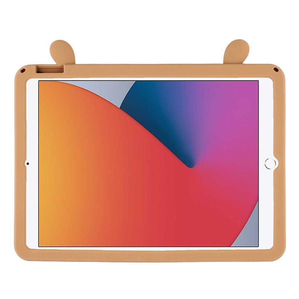 Cute Silicone Case for iPad 10.2 (2021) / (2020) / (2019) / iPad Air 10.5 inch (2019) / Pro 10.5-inch (2017) Tablet Cover with Retractable Bear Kickstand / Shoulder Strap