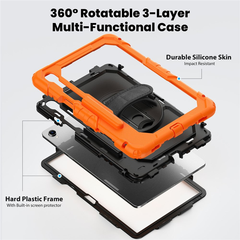 For Samsung Galaxy Tab S11 Case PC + Silicone Tablet Cover with PET Film and Shoulder Strap