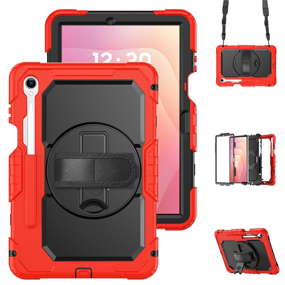 For Samsung Galaxy Tab S11 Case PC + Silicone Tablet Cover with PET Film and Shoulder Strap