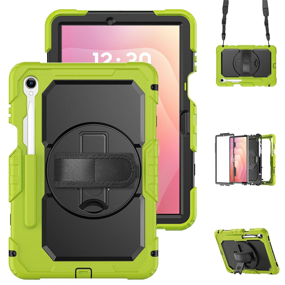 For Samsung Galaxy Tab S11 Case PC + Silicone Tablet Cover with PET Film and Shoulder Strap