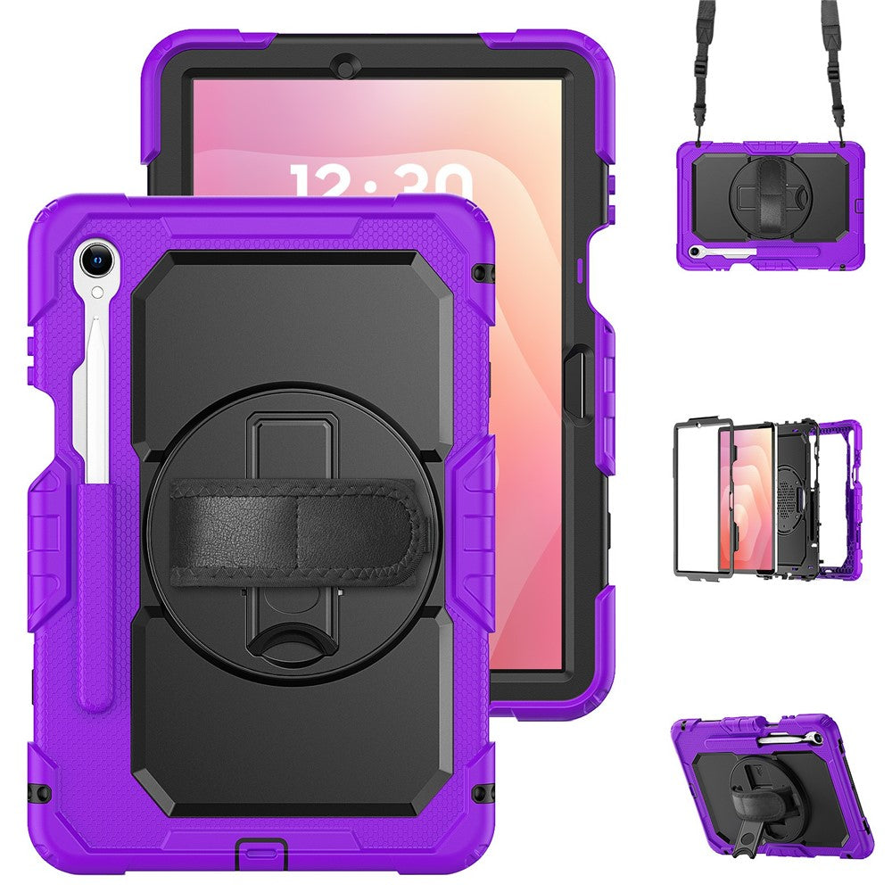 For Samsung Galaxy Tab S11 Case PC + Silicone Tablet Cover with PET Film and Shoulder Strap