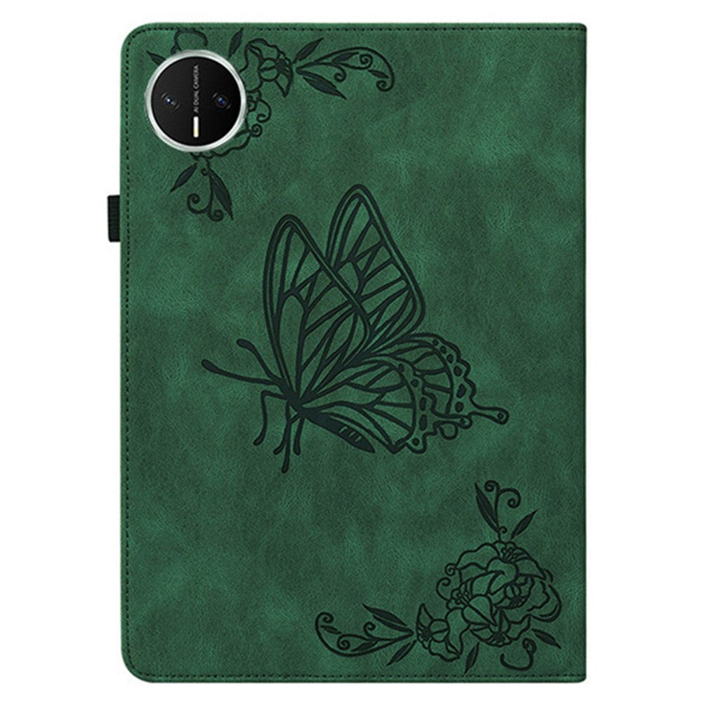 Étui pour tablette Huawei MatePad Mini, motif papillon et fleurs, en cuir PU avec emplacements pour cartes 