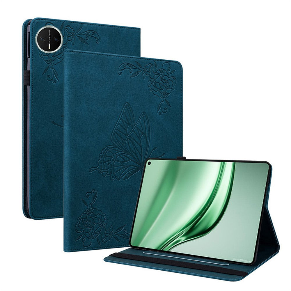 Étui pour tablette Huawei MatePad Mini, motif papillon et fleurs, en cuir PU avec emplacements pour cartes 