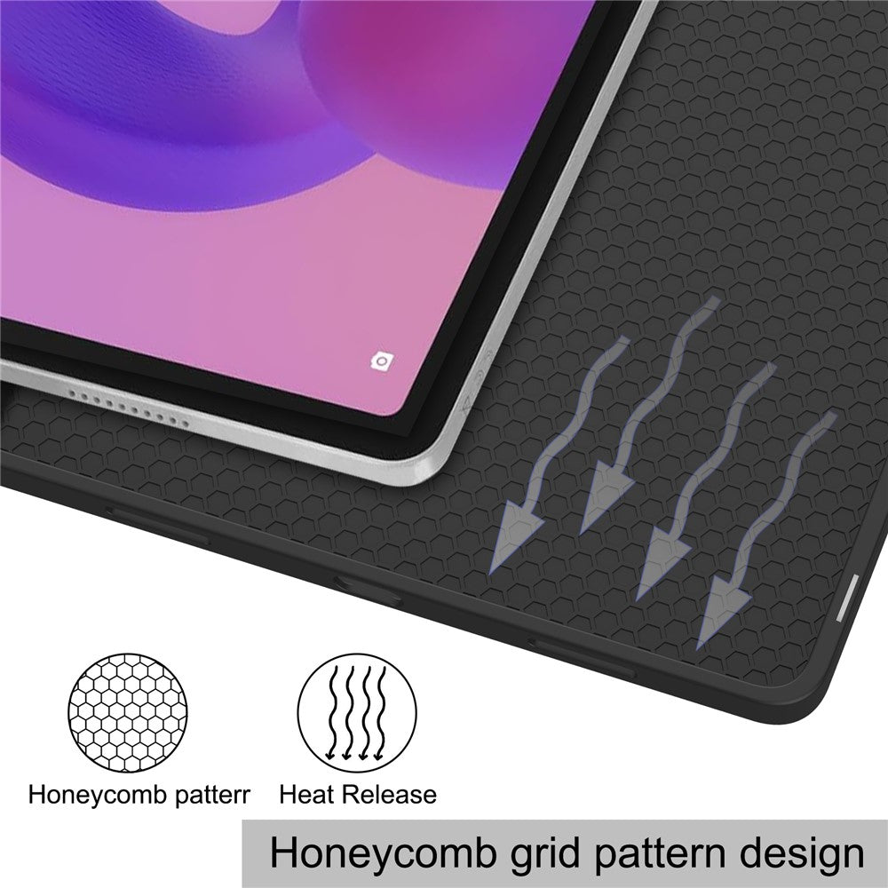 For Lenovo Idea Tab Plus Stand Case Shock-Absorbent Leather Tablet Cover with Pen Slot