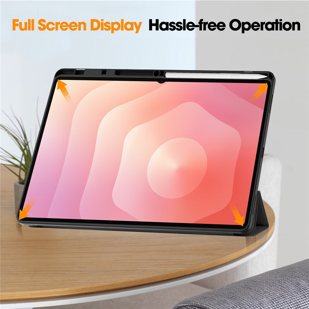 For Samsung Galaxy Tab S11 Ultra Stand Case Shock-Absorbent Leather Tablet Cover with Pen Slot