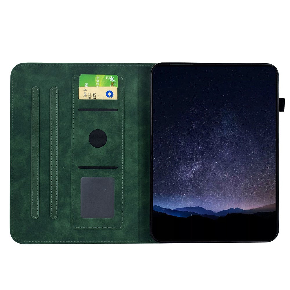 For iPad mini (2024) / mini (2021) Case Imprinted Plum Blossom Stand Card Slots Leather Tablet Cover with Auto Sleep / Wake