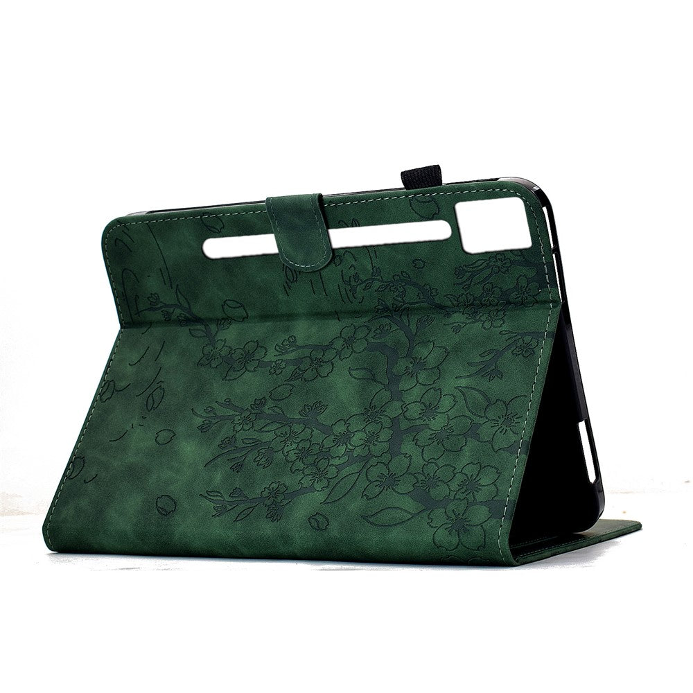 For Lenovo Idea Tab Pro / Tab P12 Pro Gen 2 Case Imprinted Plum Blossom Stand Card Slots Leather Tablet Cover with Auto Sleep / Wake