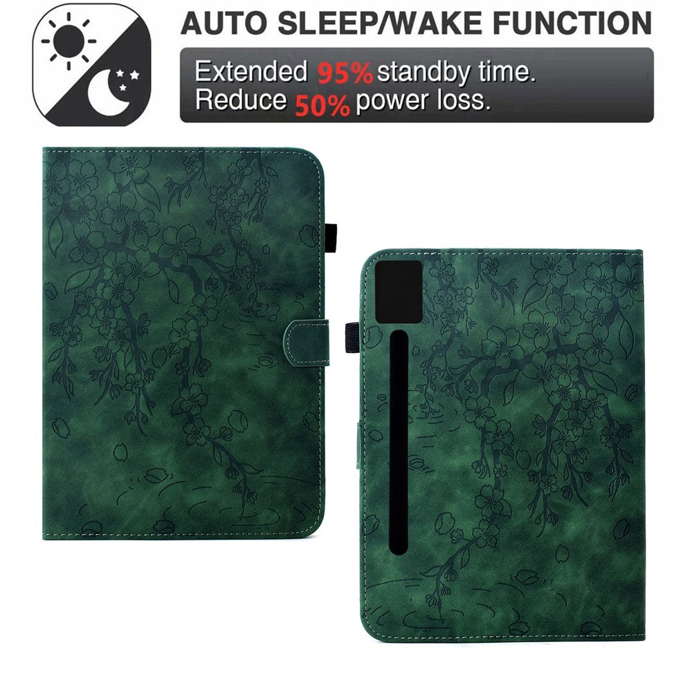 For Lenovo Idea Tab Pro / Tab P12 Pro Gen 2 Case Imprinted Plum Blossom Stand Card Slots Leather Tablet Cover with Auto Sleep / Wake