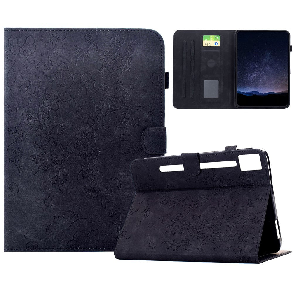 Funda para Lenovo Idea Tab Pro / Tab P12 Pro Gen 2 con estampado de flor de ciruelo, soporte, ranuras para tarjetas, cubierta de piel para tablet con función de encendido/apagado automático.