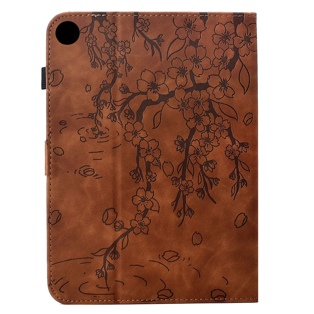 For Samsung Galaxy Tab A11 / A9 Case Imprinted Plum Blossom Stand Card Slots Leather Tablet Cover with Auto Sleep / Wake