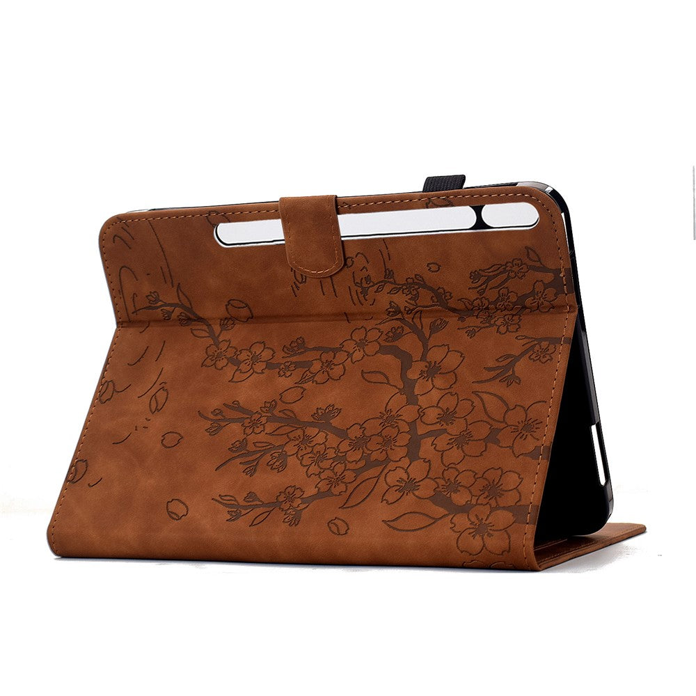 For Samsung Galaxy Tab S8 / S7 Case Imprinted Plum Blossom Stand Card Slots Leather Tablet Cover with Auto Sleep / Wake