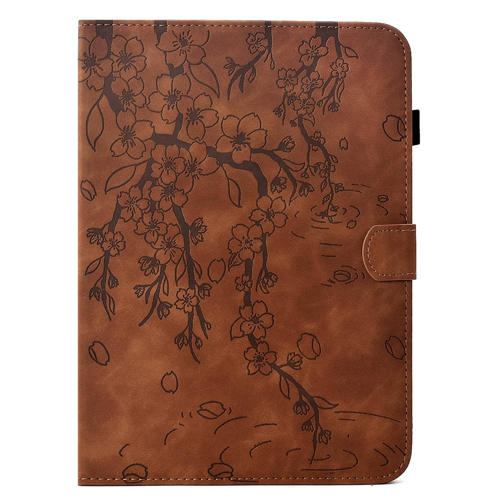 For Samsung Galaxy Tab S8 / S7 Case Imprinted Plum Blossom Stand Card Slots Leather Tablet Cover with Auto Sleep / Wake