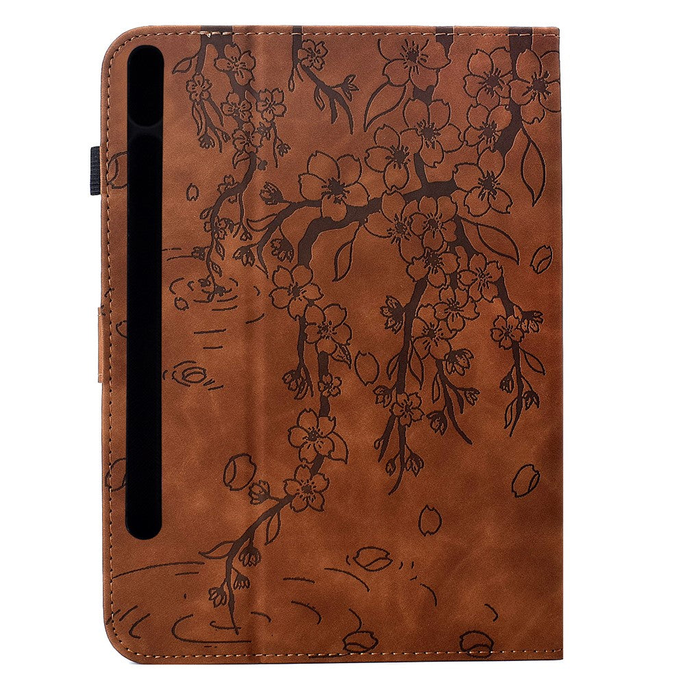 For Samsung Galaxy Tab S8 / S7 Case Imprinted Plum Blossom Stand Card Slots Leather Tablet Cover with Auto Sleep / Wake