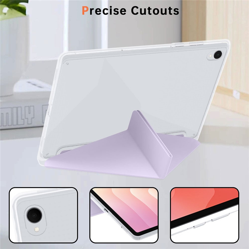 For Samsung Galaxy Tab S11 Case PU Leather Origami Stand Clear Tablet Cover
