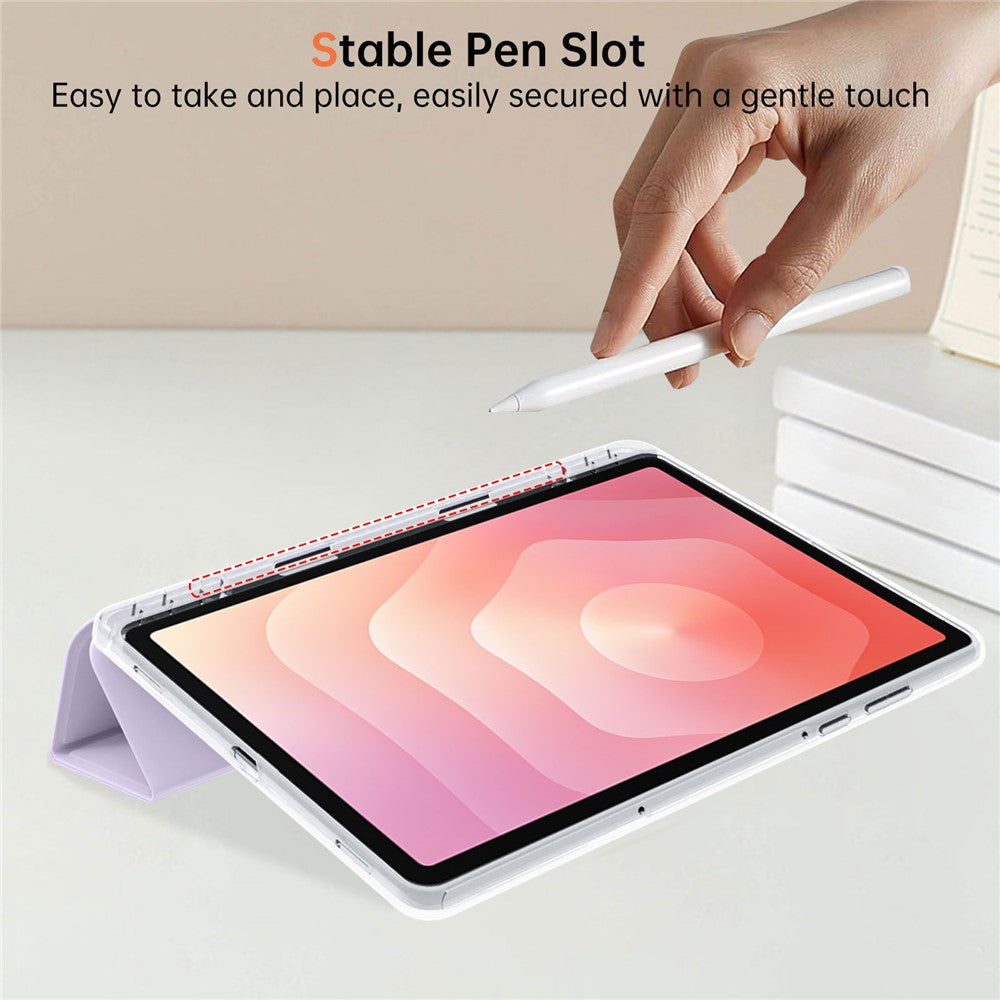 For Samsung Galaxy Tab S11 Case PU Leather Origami Stand Clear Tablet Cover