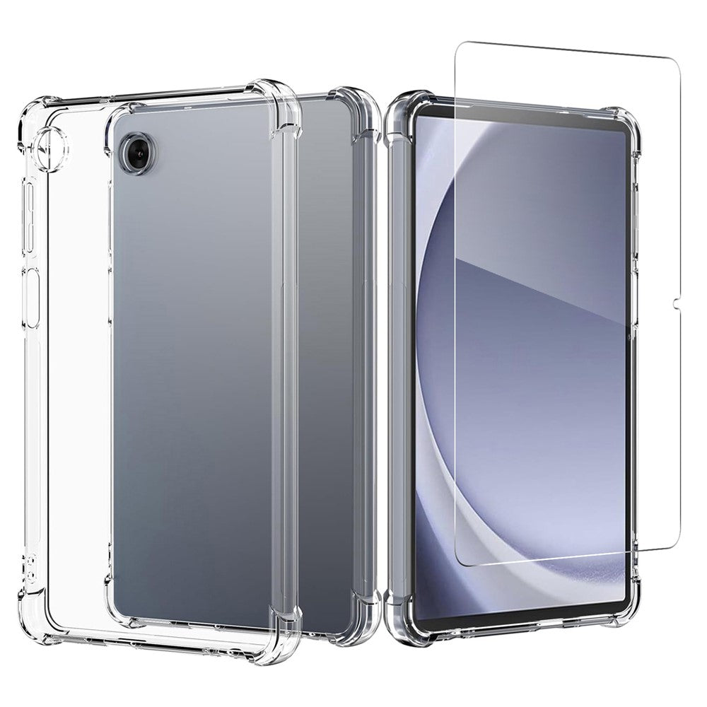 For Samsung Galaxy Tab A11+ Case TPU Drop-Resistant Clear Tablet Cover + Tempered Glass Screen Film