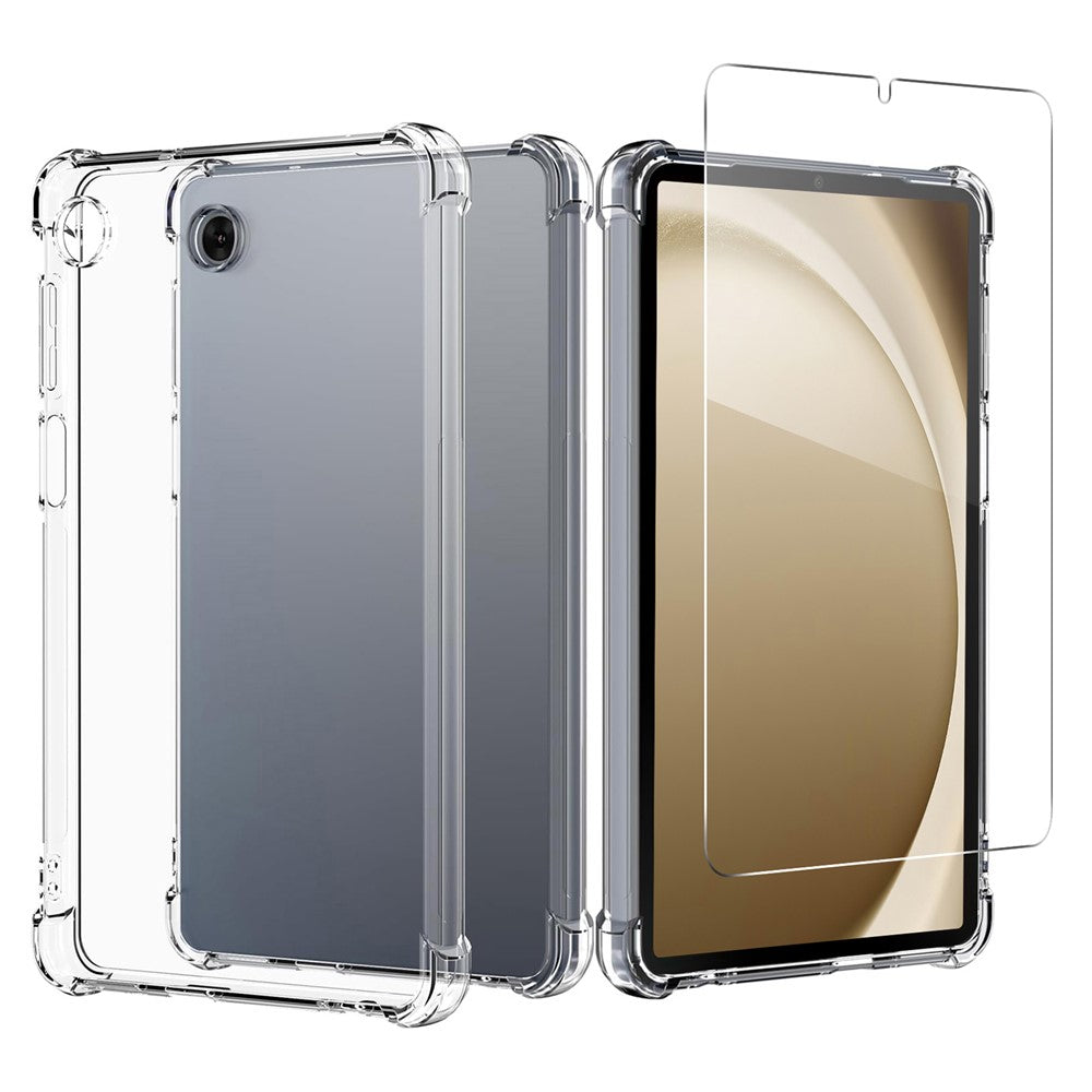 For Samsung Galaxy Tab A11 Case TPU Drop-Resistant Clear Tablet Cover + Tempered Glass Screen Film
