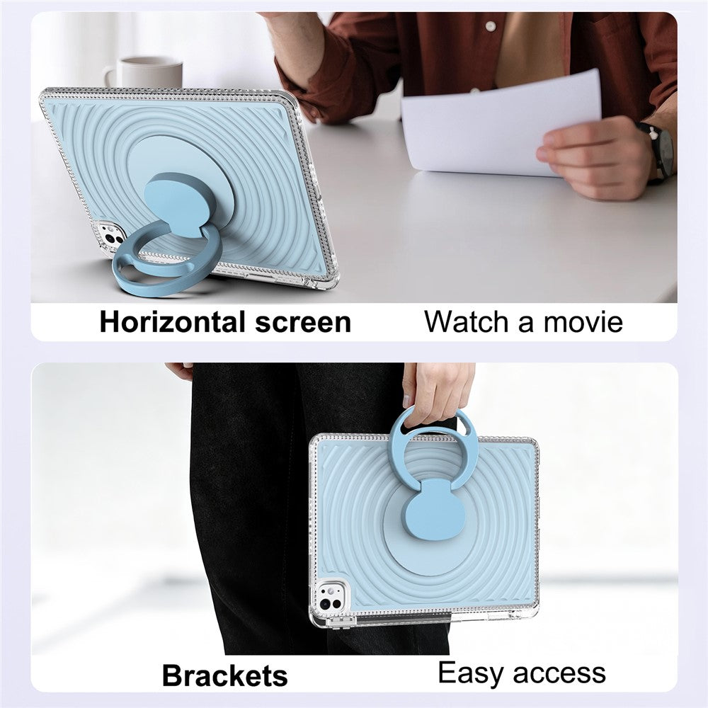 For iPad Pro 11 (2025) / (2024) Case Kickstand Wave Pattern Shockproof TPU + PC Tablet Cover