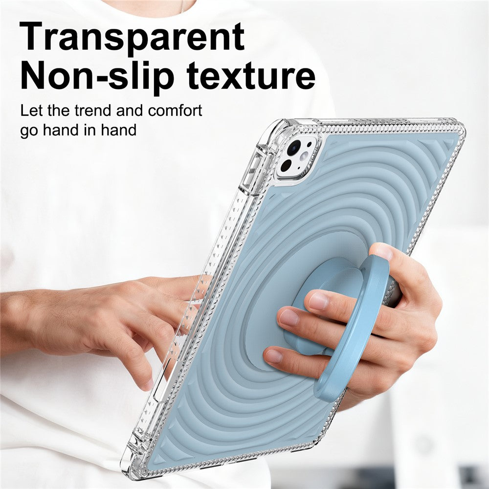 Étui pour iPad Pro 11 (2025) / (2024) avec support intégré, motif vague, antichoc, en TPU et PC