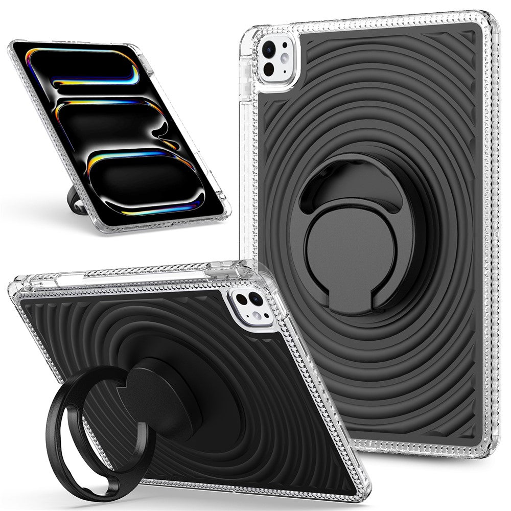 For iPad Pro 11 (2025) / (2024) Case Kickstand Wave Pattern Shockproof TPU + PC Tablet Cover