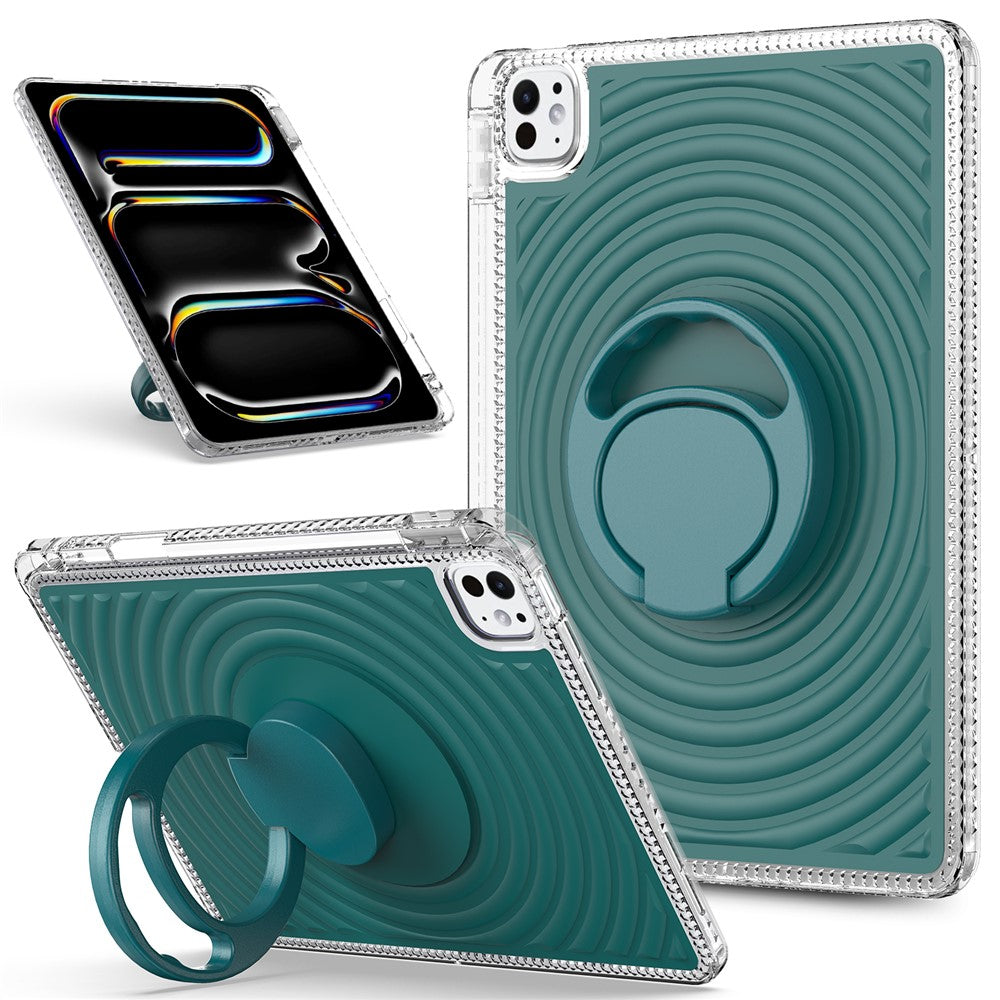 For iPad Pro 11 (2025) / (2024) Case Kickstand Wave Pattern Shockproof TPU + PC Tablet Cover